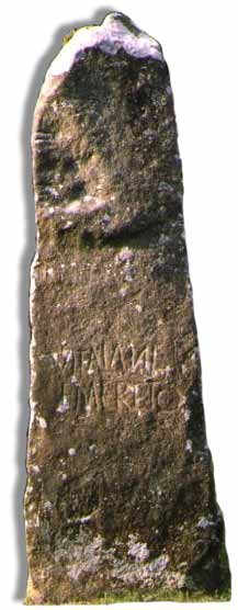 The Vitalianus Stone in Nevern, dated to the 5th Century. It bears the inscription "Vitalianus Emereto", meaning: 'to the memory of Vitalinus'.